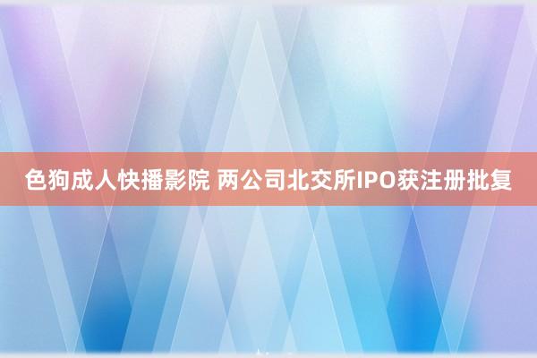 色狗成人快播影院 两公司北交所IPO获注册批复