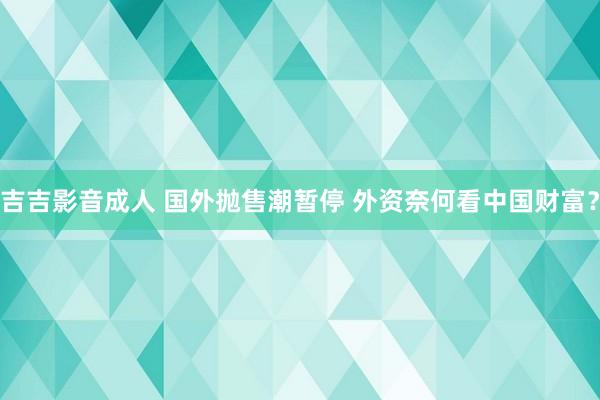 吉吉影音成人 国外抛售潮暂停 外资奈何看中国财富？