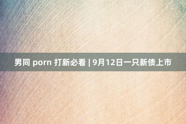 男同 porn 打新必看 | 9月12日一只新债上市