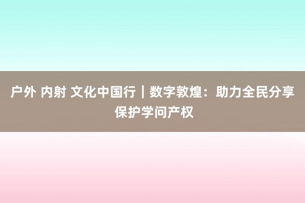 户外 内射 文化中国行｜数字敦煌：助力全民分享 保护学问产权