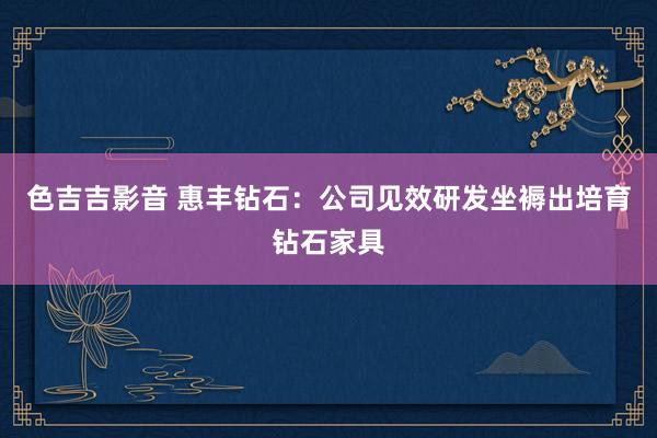 色吉吉影音 惠丰钻石：公司见效研发坐褥出培育钻石家具