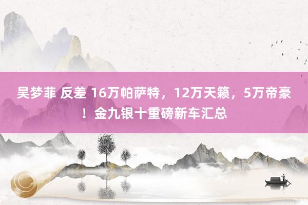 吴梦菲 反差 16万帕萨特，12万天籁，5万帝豪！金九银十重磅新车汇总