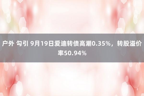 户外 勾引 9月19日爱迪转债高潮0.35%，转股溢价率50.94%