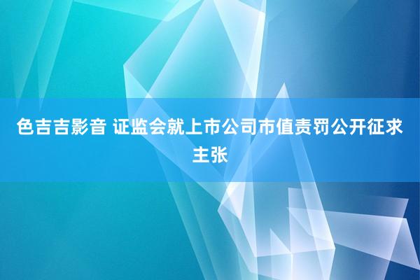 色吉吉影音 证监会就上市公司市值责罚公开征求主张