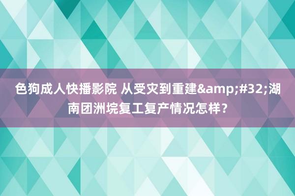 色狗成人快播影院 从受灾到重建&#32;湖南团洲垸复工复产情况怎样？