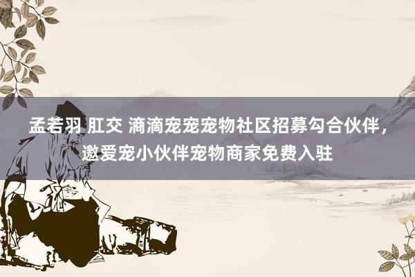 孟若羽 肛交 滳滴宠宠宠物社区招募勾合伙伴，邀爱宠小伙伴宠物商家免费入驻