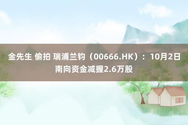 金先生 偷拍 瑞浦兰钧（00666.HK）：10月2日南向资金减握2.6万股