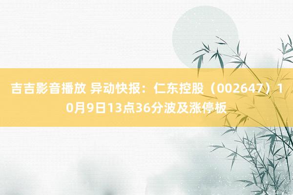 吉吉影音播放 异动快报：仁东控股（002647）10月9日13点36分波及涨停板