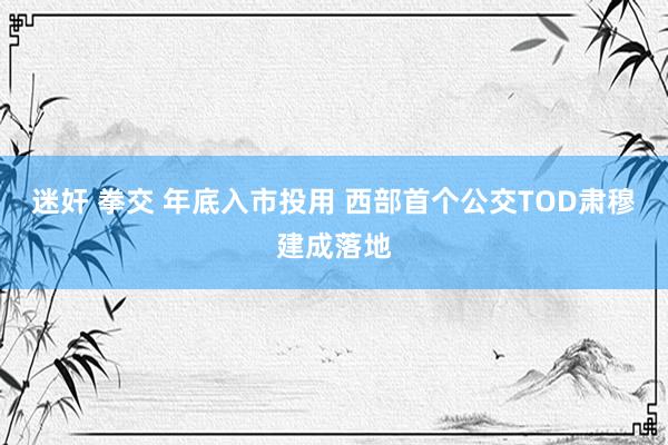 迷奸 拳交 年底入市投用 西部首个公交TOD肃穆建成落地