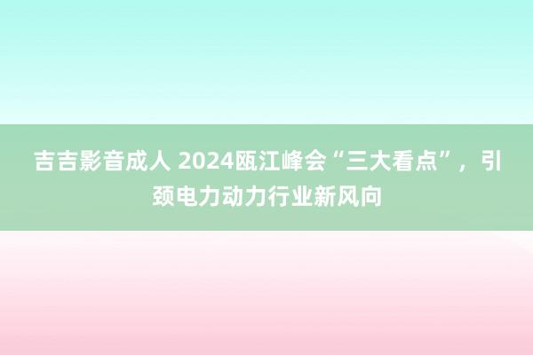 吉吉影音成人 2024瓯江峰会“三大看点”，引颈电力动力行业新风向