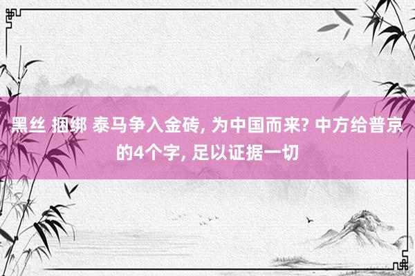 黑丝 捆绑 泰马争入金砖， 为中国而来? 中方给普京的4个字， 足以证据一切