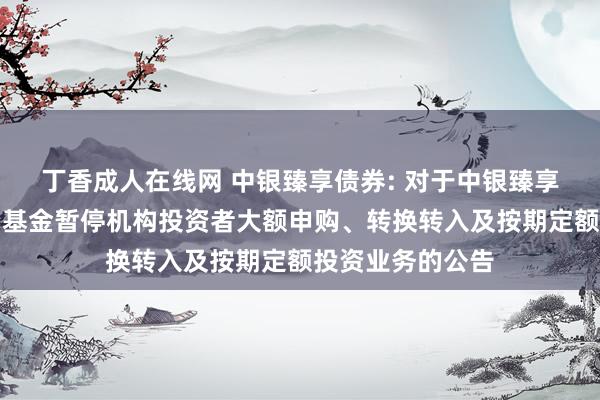 丁香成人在线网 中银臻享债券: 对于中银臻享债券型证券投资基金暂停机构投资者大额申购、转换转入及按期定额投资业务的公告