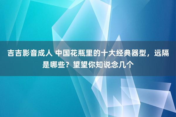 吉吉影音成人 中国花瓶里的十大经典器型，远隔是哪些？望望你知说念几个