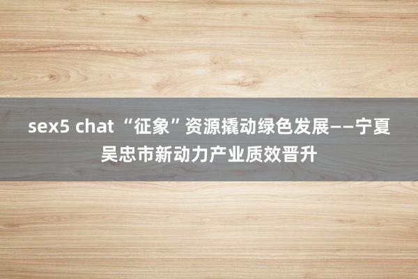 sex5 chat “征象”资源撬动绿色发展——宁夏吴忠市新动力产业质效晋升