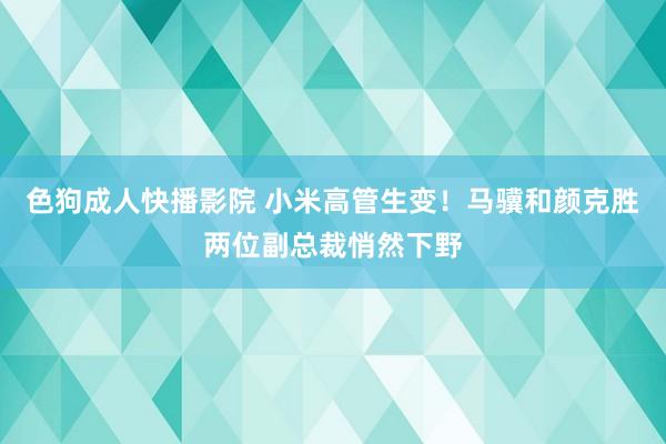 色狗成人快播影院 小米高管生变！马骥和颜克胜两位副总裁悄然下野