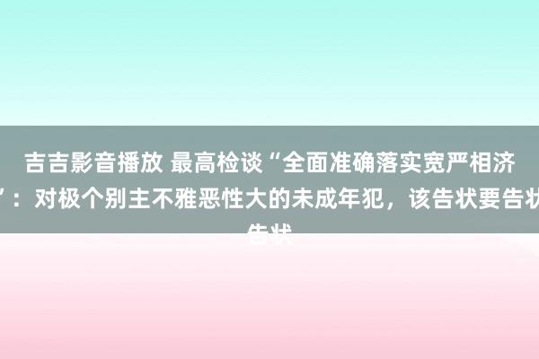 吉吉影音播放 最高检谈“全面准确落实宽严相济”：对极个别主不雅恶性大的未成年犯，该告状要告状