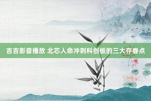 吉吉影音播放 北芯人命冲刺科创板的三大存眷点