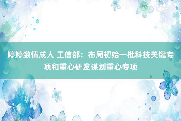 婷婷激情成人 工信部：布局初始一批科技关键专项和重心研发谋划重心专项