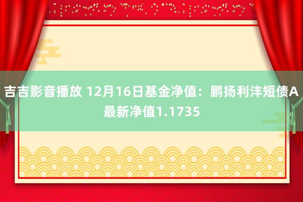 吉吉影音播放 12月16日基金净值：鹏扬利沣短债A最新净值1.1735