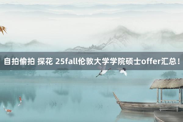 自拍偷拍 探花 25fall伦敦大学学院硕士offer汇总！