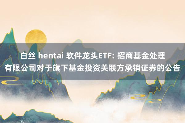 白丝 hentai 软件龙头ETF: 招商基金处理有限公司对于旗下基金投资关联方承销证券的公告