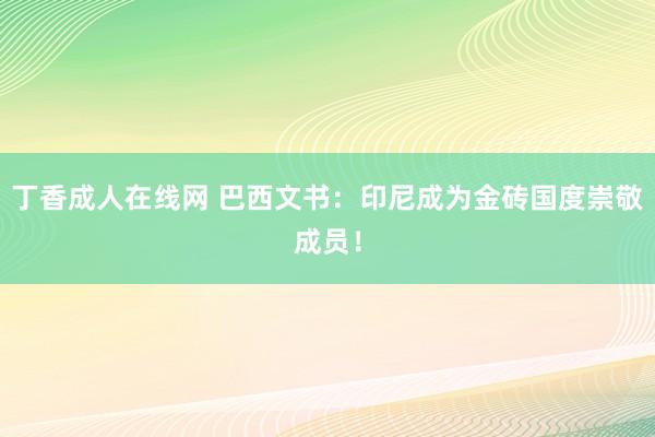 丁香成人在线网 巴西文书：印尼成为金砖国度崇敬成员！