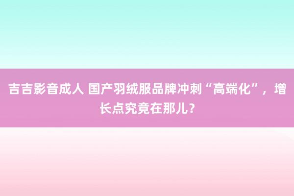 吉吉影音成人 国产羽绒服品牌冲刺“高端化”，增长点究竟在那儿？