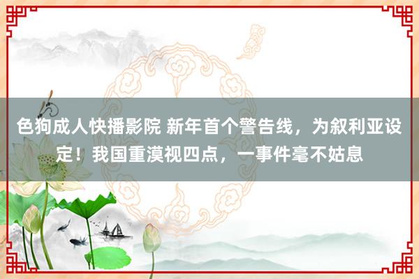 色狗成人快播影院 新年首个警告线，为叙利亚设定！我国重漠视四点，一事件毫不姑息