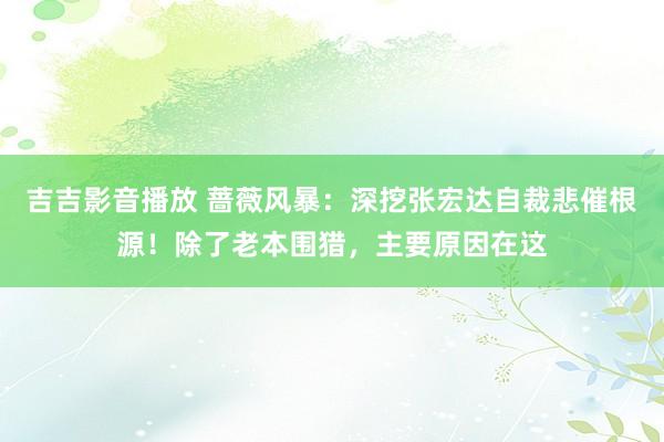 吉吉影音播放 蔷薇风暴：深挖张宏达自裁悲催根源！除了老本围猎，主要原因在这